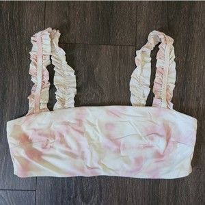 Aerie tie dye bandeau ruffle strap bikini bra